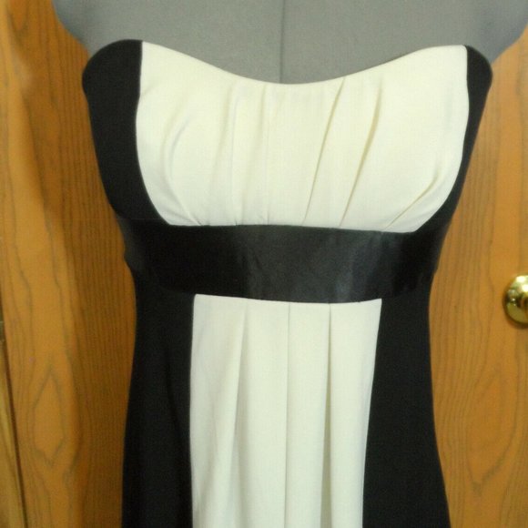 SPEECHLESS Short Formal Dress S Black White Empire waist Tie back SweetheartNeck - Picture 1 of 8